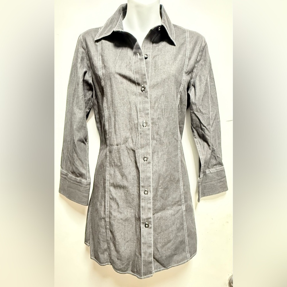 Chicos Women's Gray Button-Up Shirt Dress